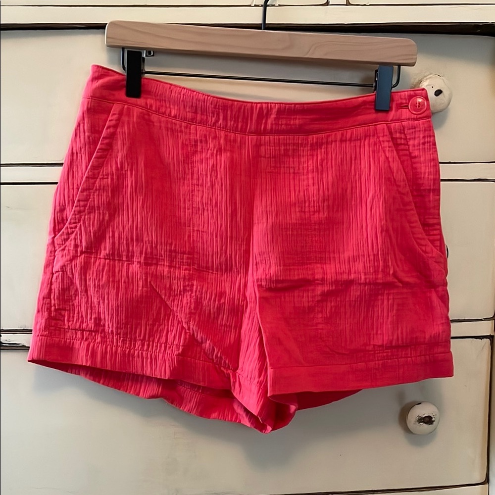 Red Maeve cotton viscose gauze shorts by Anthropologie